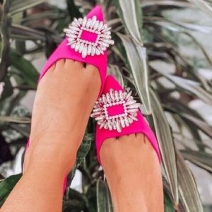 Zara Shimmery Mid/ Kitten Slingback Heels